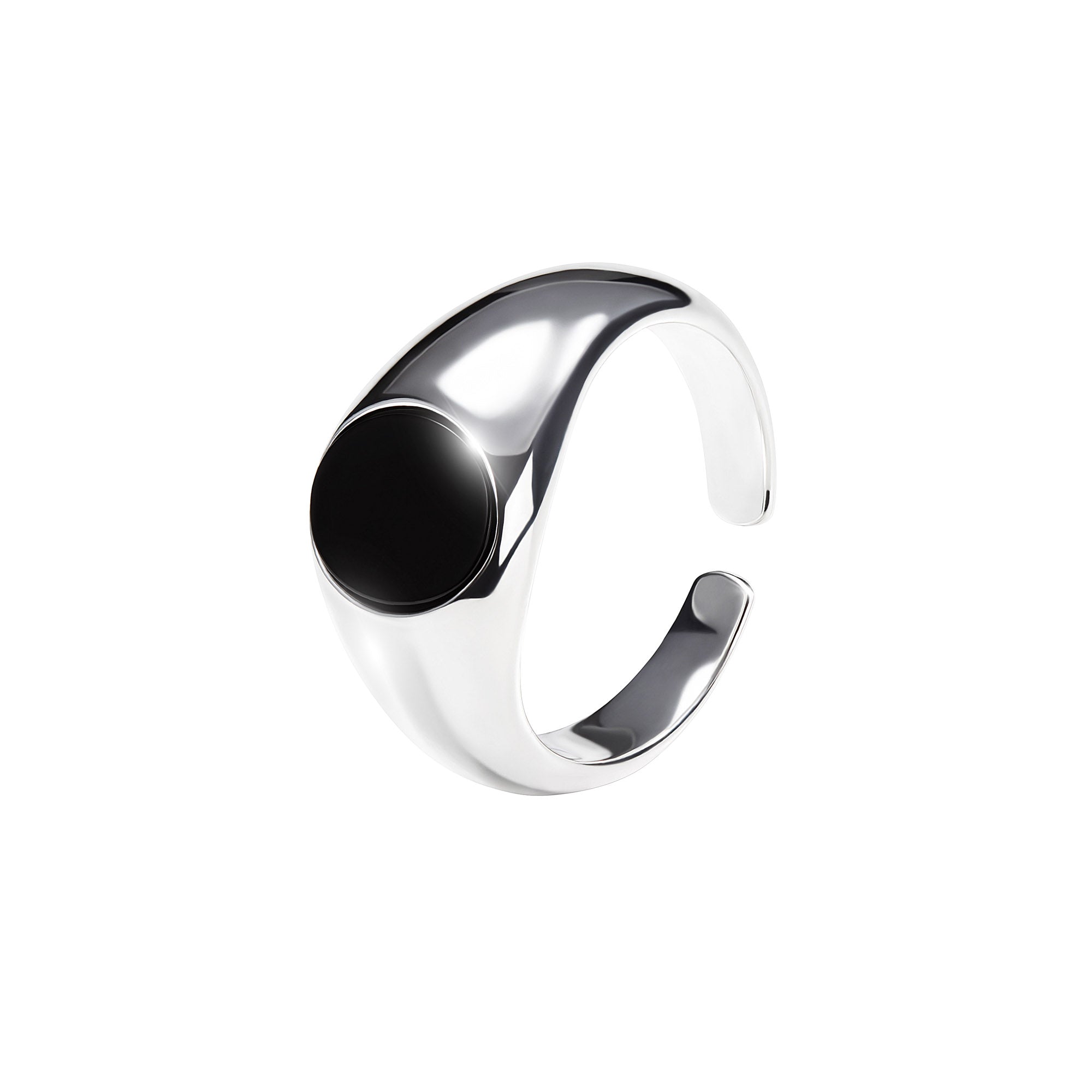 Runder Onxy Ring ✘ Vielring - 925 Silber