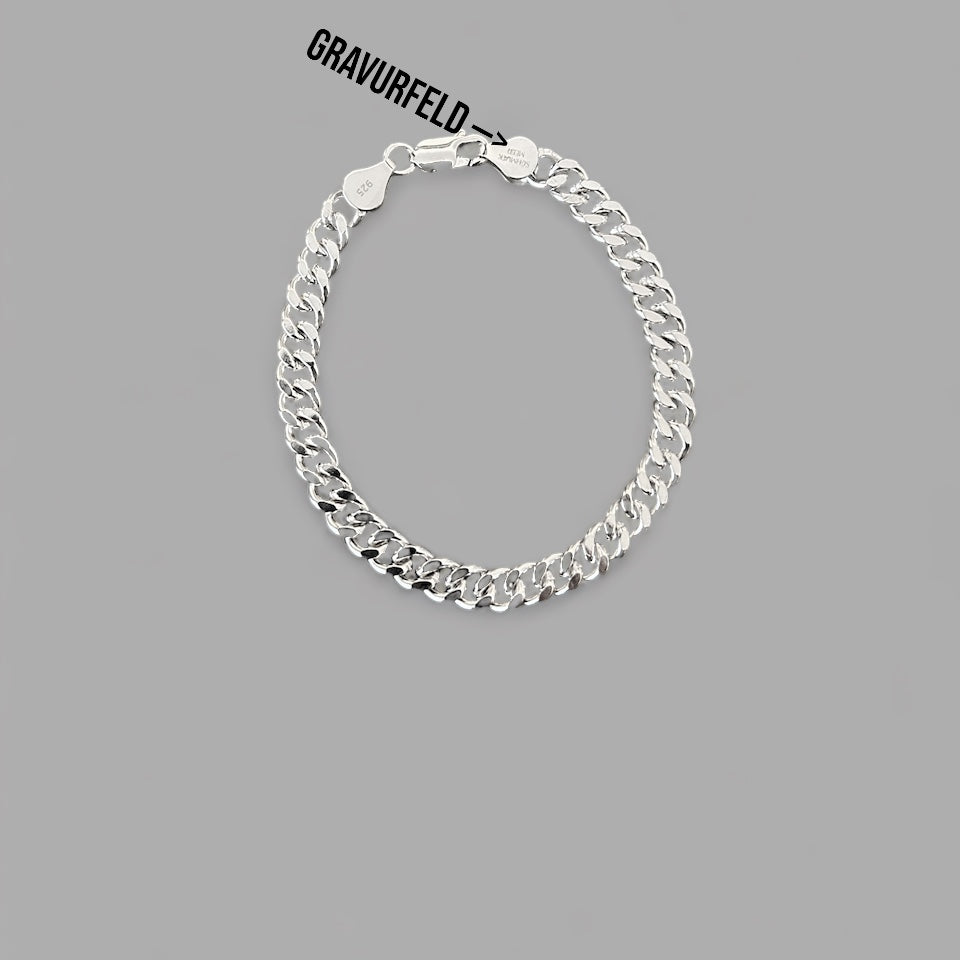 Curb chain bracelet 6mm - 925 silver