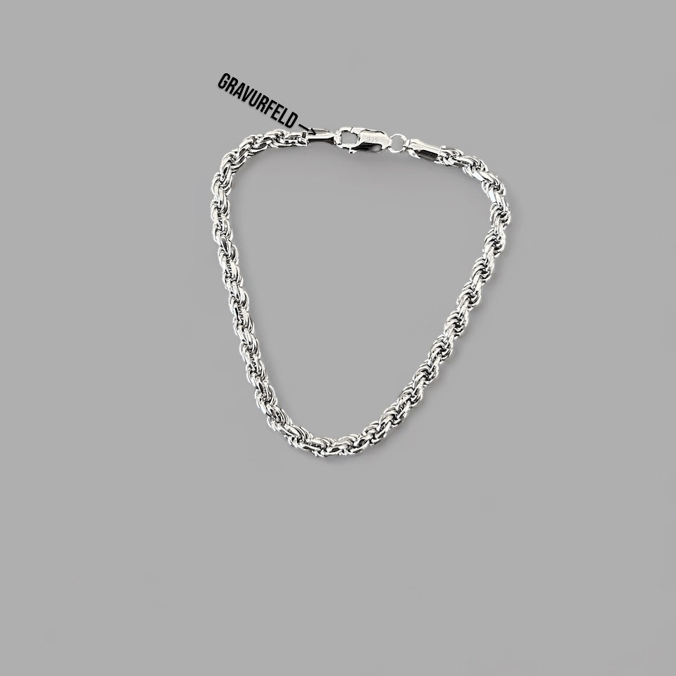 Cord chain rope bracelet 4mm - 925 silver