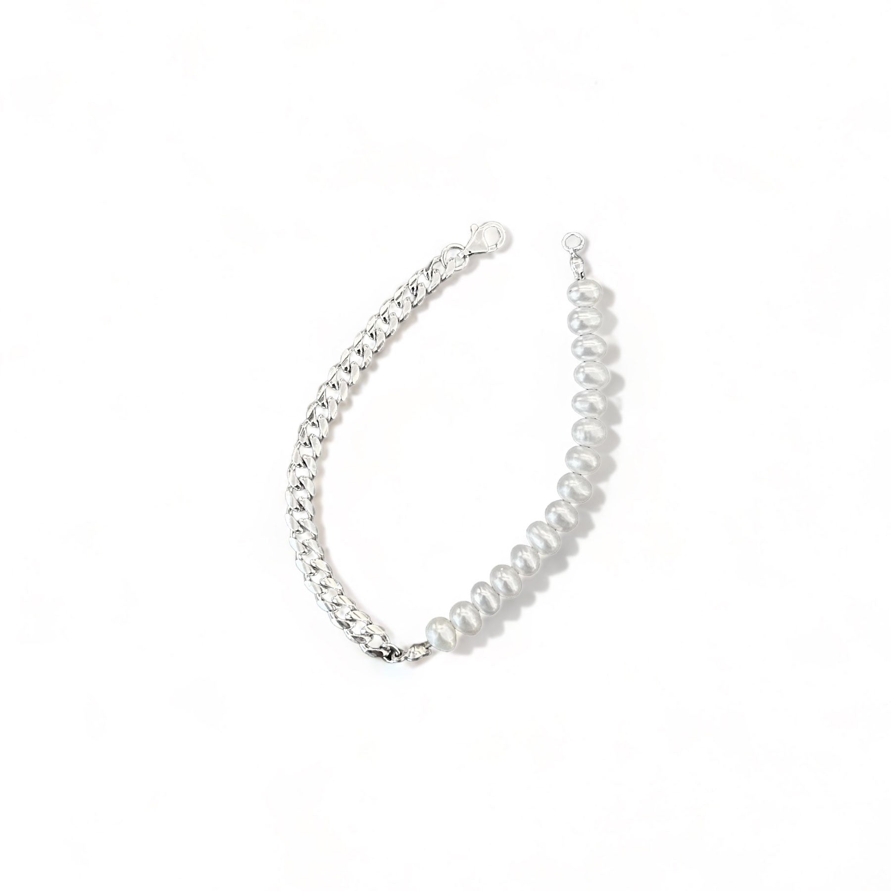 Cuban freshwater pearl bracelet - 925 silver