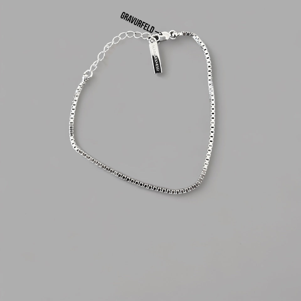 Box chain bracelet adjustable 1.5mm - 925 silver